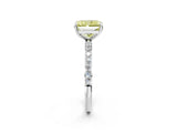 White gold Fancy Yellow Radiant Cut Diamond Solitaire Ring with Round  Pavé Band and Prong Setting_153