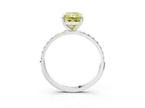 White gold Fancy Yellow Radiant Cut Diamond Solitaire Ring with Round  Pavé Band and Prong Setting_154