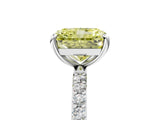 White gold Fancy Yellow Radiant Cut Diamond Solitaire Ring with Round  Pavé Band and Prong Setting_155
