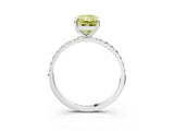 White gold Fancy Yellow Radiant Cut Diamond Solitaire Ring with Round  Pavé Band and Prong Setting_160
