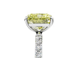 White gold Fancy Yellow Radiant Cut Diamond Solitaire Ring with Round  Pavé Band and Prong Setting_161