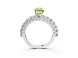 White gold Fancy Yellow Radiant Cut Diamond Solitaire Ring with Shared Prong Pavé Band and Four-Prong Setting_56
