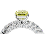 White gold Fancy Yellow Radiant Cut Diamond Solitaire Ring with Shared Prong Pavé Band and Four-Prong Setting_57
