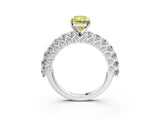 White gold Fancy Yellow Radiant Cut Diamond Solitaire Ring with Shared Prong Pavé Band and Four-Prong Setting_72