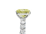 White gold Fancy Yellow Radiant Cut Diamond Solitaire Ring with Shared Prong Pavé Band and Four-Prong Setting_75