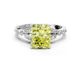 White gold Fancy Yellow Radiant Cut Diamond Solitaire Ring with Side Stones and Four-Prong Setting_85