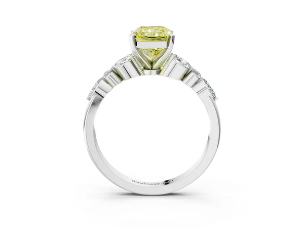 Platinum Radiant Cut Engagement Ring Setting for Fancy Yellow Center
