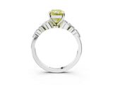 White gold Fancy Yellow Radiant Cut Diamond Solitaire Ring with Side Stones and Four-Prong Setting_88