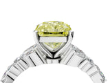 White gold Fancy Yellow Radiant Cut Diamond Solitaire Ring with Side Stones and Four-Prong Setting_89