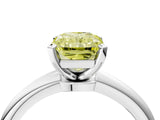 White gold Fancy Yellow Radiant Cut Diamond Solitaire Ring with Six-Prong Setting and Classic Band_286