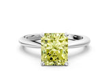 White gold Fancy Yellow Radiant Cut Diamond Solitaire Ring with Six-Prong Setting and Classic Band_289