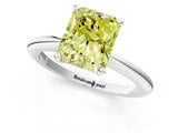 White gold Fancy Yellow Radiant Cut Diamond Solitaire Ring with Six-Prong Setting and Classic Band_289
