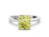 White gold Fancy Yellow Radiant Cut Diamond Solitaire Ring with Six-Prong Setting and Classic Band_295