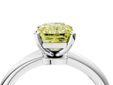White gold Fancy Yellow Radiant Cut Diamond Solitaire Ring with Six-Prong Setting and Classic Band_299