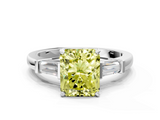 White gold Fancy Yellow Radiant  Cut Diamond Solitaire Ring with Tapered Baguette Accents and Four-Prong Setting_25