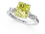 White gold Fancy Yellow Radiant  Cut Diamond Solitaire Ring with Tapered Baguette Accents and Four-Prong Setting_26