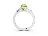White gold Fancy Yellow Radiant  Cut Diamond Solitaire Ring with Tapered Baguette Accents and Four-Prong Setting_28