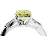 White gold Fancy Yellow Radiant  Cut Diamond Solitaire Ring with Tapered Baguette Accents and Four-Prong Setting_29