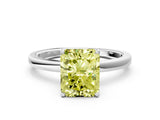 White gold Fancy Yellow Radiant Cut Diamond Solitaire Ring with Thin Band and Prong Setting_32