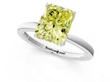 White gold Fancy Yellow Radiant Cut Diamond Solitaire Ring with Thin Band and Prong Setting_33