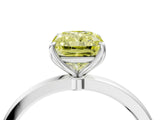 White gold Fancy Yellow Radiant Cut Diamond Solitaire Ring with Thin Band and Prong Setting_36