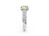 White gold Fancy Yellow Radiant Cut Diamond Solitaire Ring with Three-Row Pavé Band and Four-Prong Setting_51