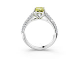 White gold Fancy Yellow Radiant Cut Diamond Solitaire Ring with Three-Row Pavé Band and Four-Prong Setting_52