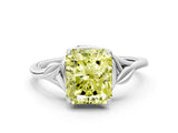 White gold Fancy Yellow Radiant Cut Diamond Solitaire Ring with Twist Band and Four-Prong Setting_170