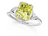 White gold Fancy Yellow Radiant Cut Diamond Solitaire Ring with Twist Band and Four-Prong Setting_171