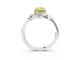 White gold Fancy Yellow Radiant Cut Diamond Solitaire Ring with Twist Band and Four-Prong Setting_174