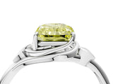 White gold Fancy Yellow Radiant Cut Diamond Solitaire Ring with Twist Band and Four-Prong Setting_174