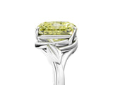 White gold Fancy Yellow Radiant Cut Diamond Solitaire Ring with Twist Band and Four-Prong Setting_175