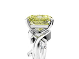 White gold Fancy Yellow Radiant Cut Diamond Solitaire Ring with Twisted Band and Prong Setting_260