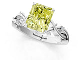 White gold Fancy Yellow Radiant Cut Diamond Solitaire Ring with Twisted Band and Prong Setting_278