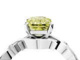 White gold Fancy Yellow Radiant Cut Diamond Solitaire Ring with Twisted Band and Prong Setting_281