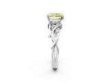 White gold Fancy Yellow Radiant Cut Diamond Solitaire Ring with Twisted Band and Prong Setting_290