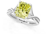 White gold Fancy Yellow Radiant Cut Diamond Solitaire Twist Band Prong Setting Ring_56