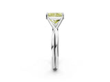 White gold Fancy Yellow Radiant Cut Diamond Solitaire Twist Band Prong Setting Ring_57