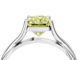 White gold Fancy Yellow Radiant Cut Diamond Solitaire Twist Band Prong Setting Ring_58