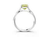 White gold Fancy Yellow Radiant Cut Diamond Solitaire Twist Band Prong Setting Ring_58