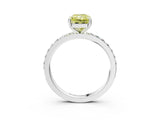 White gold Fancy Yellow Radiant  Cut Diamond Solitaire with Pave Band and Four-Prong Setting 4