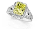 White gold Fancy Yellow Radiant Cut Diamond Split Shank Halo Ring with Four-Prong Setting_70