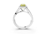 White gold Fancy Yellow Radiant Cut Diamond Split Shank Halo Ring with Four-Prong Setting_72