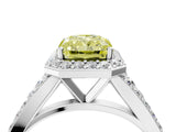 White gold Fancy Yellow Radiant Cut Diamond Split Shank Halo Ring with Four-Prong Setting_74