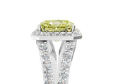 White gold Fancy Yellow Radiant Cut Diamond Split Shank Halo Ring with Four-Prong Setting_75