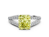 White gold Fancy Yellow Radiant Cut Diamond Split Shank Pavé Engagement Ring with Four-Prong Setting_69