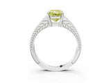 White gold Fancy Yellow Radiant Cut Diamond Split Shank Ring with Pavé Band and Four-Prong Setting_56