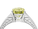 White gold Fancy Yellow Radiant Cut Diamond Split Shank Ring with Pavé Band and Four-Prong Setting_60
