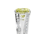 White gold Fancy Yellow Radiant Cut Diamond Split Shank Ring with Pavé Band and Four-Prong Setting_61