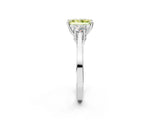 White gold Fancy Yellow Radiant Cut Diamond Three-Stone Engagement Ring with Prong Setting and Pavé Band_2